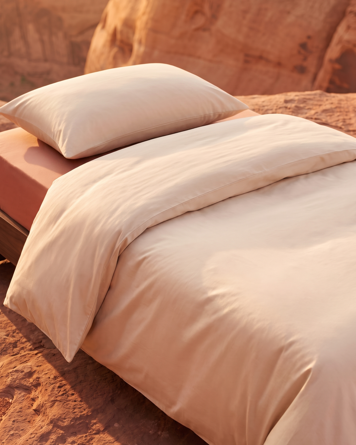 Single Duvet Cover Set 140x200 with Pillowcase · Italian Cotton Sateen · Sabbia secca