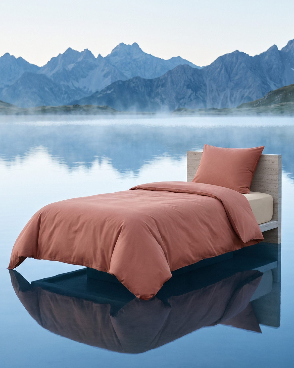 Single Duvet Cover Set 140x200 with Pillowcase · Italian Cotton Sateen · Muro al tramonto