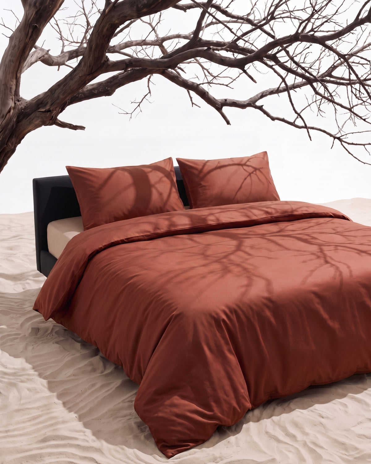 Double Duvet Cover Set 200x200 with 2 Pillowcases · Italian Cotton Sateen · Argilla scura