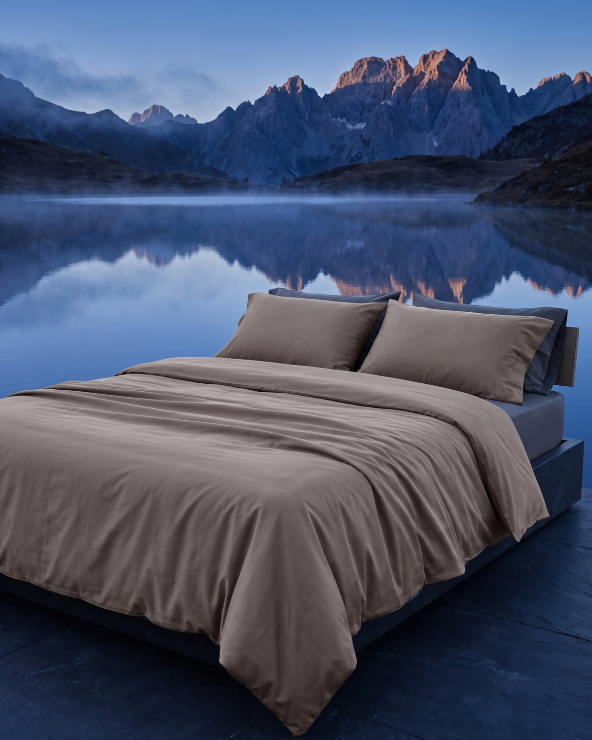 King Duvet Cover Set 240x220 with 2 Pillowcases · Italian Cotton Sateen · Pietra viva
