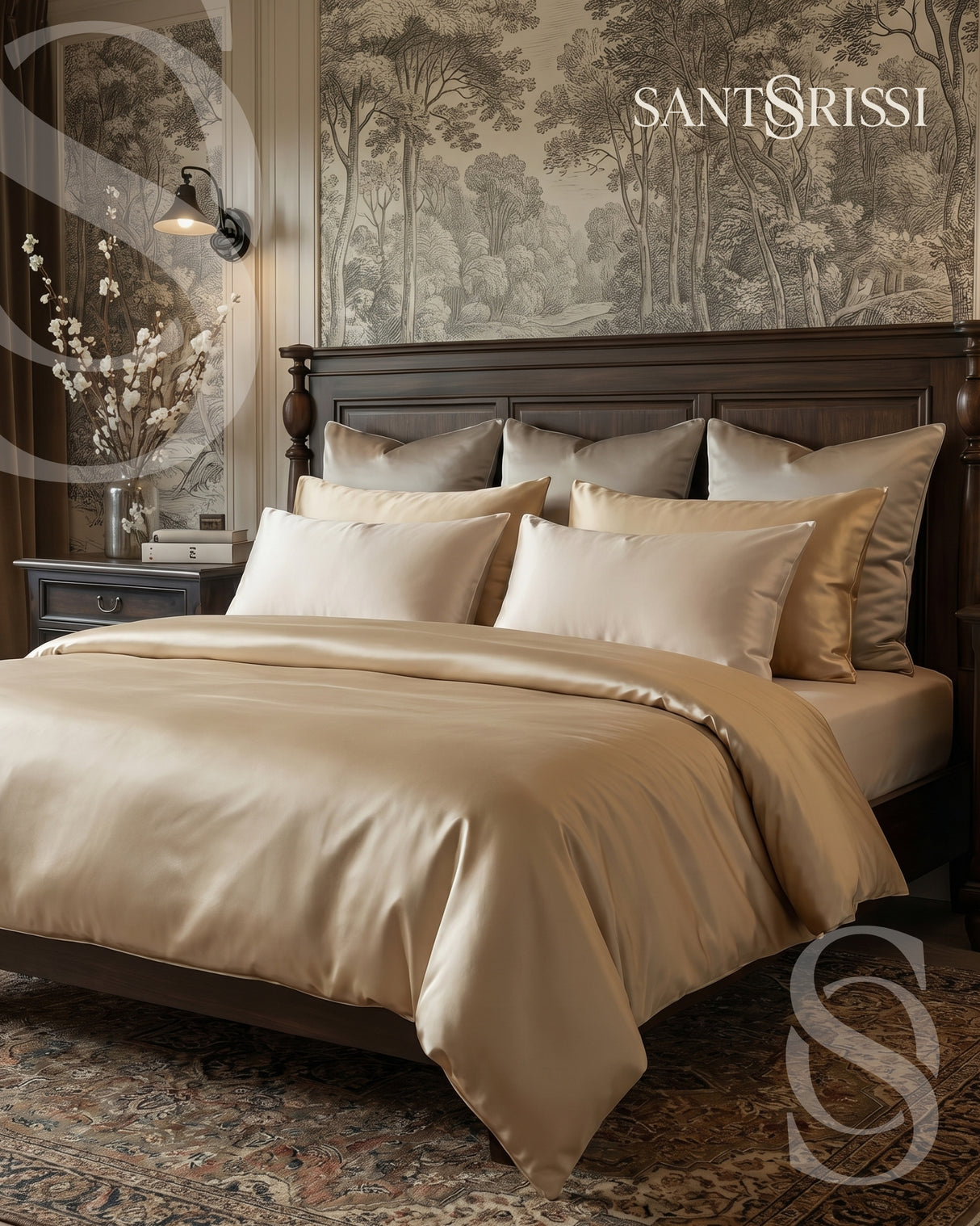 Gold Italian MicroModal satin bedding – MONET Collection (Dorato)