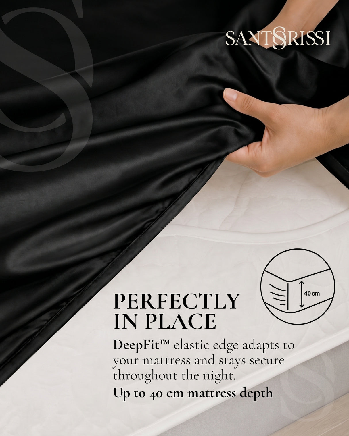Black Italian MicroModal satin bedding – MONET Collection (Nero)