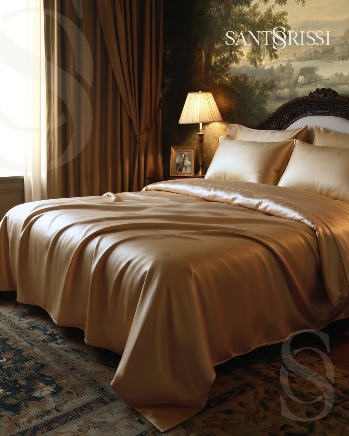 Gold Italian MicroModal satin bedding – MONET Collection (Dorato)