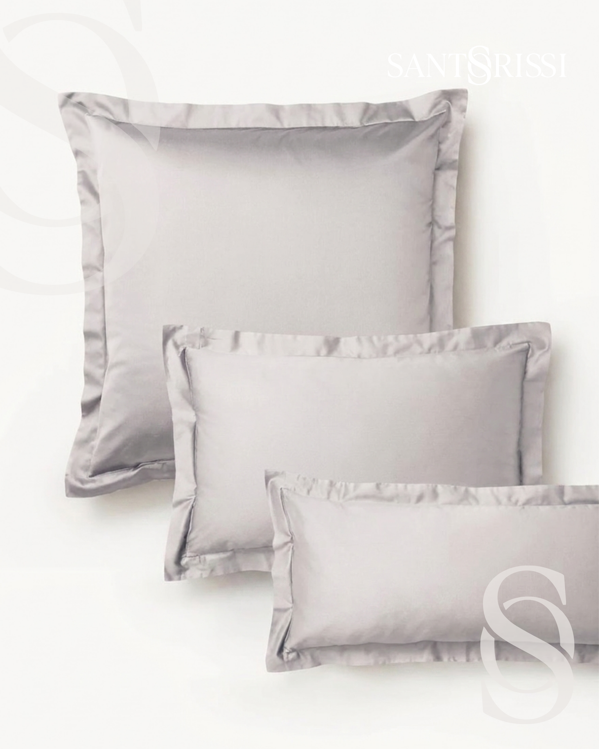 Light grey Italian cotton sateen bedding – Pietra e Cenere Collection (Cenere chiara)