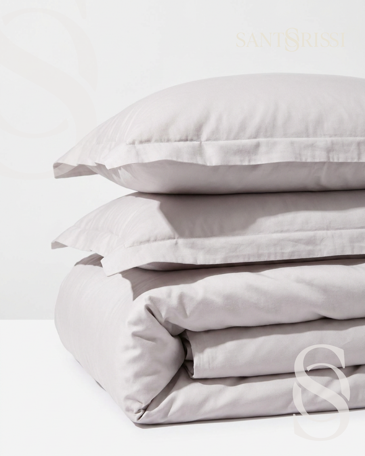 Light grey Italian cotton sateen bedding – Pietra e Cenere Collection (Cenere chiara)