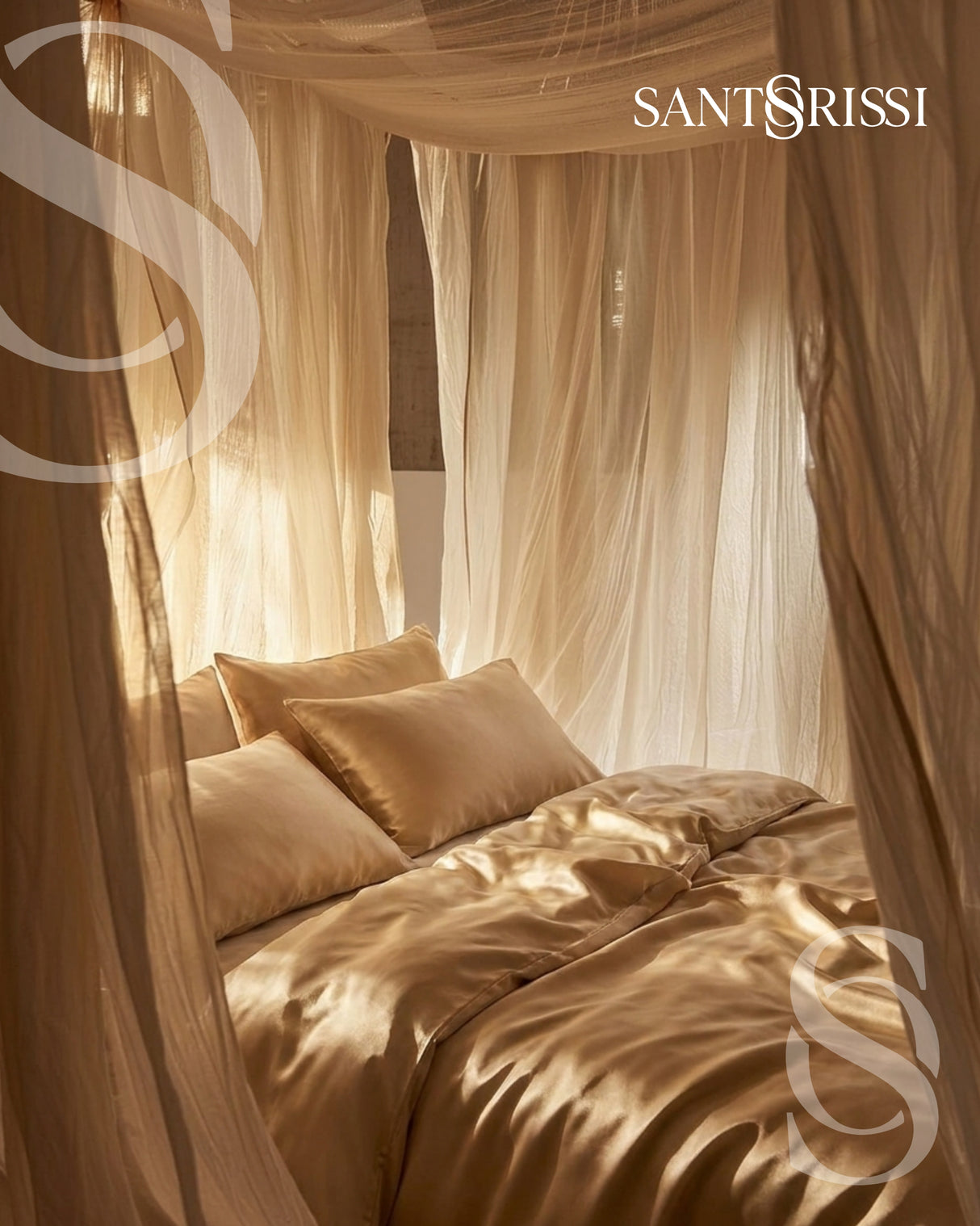 Gold Italian MicroModal satin bedding – MONET Collection (Dorato)