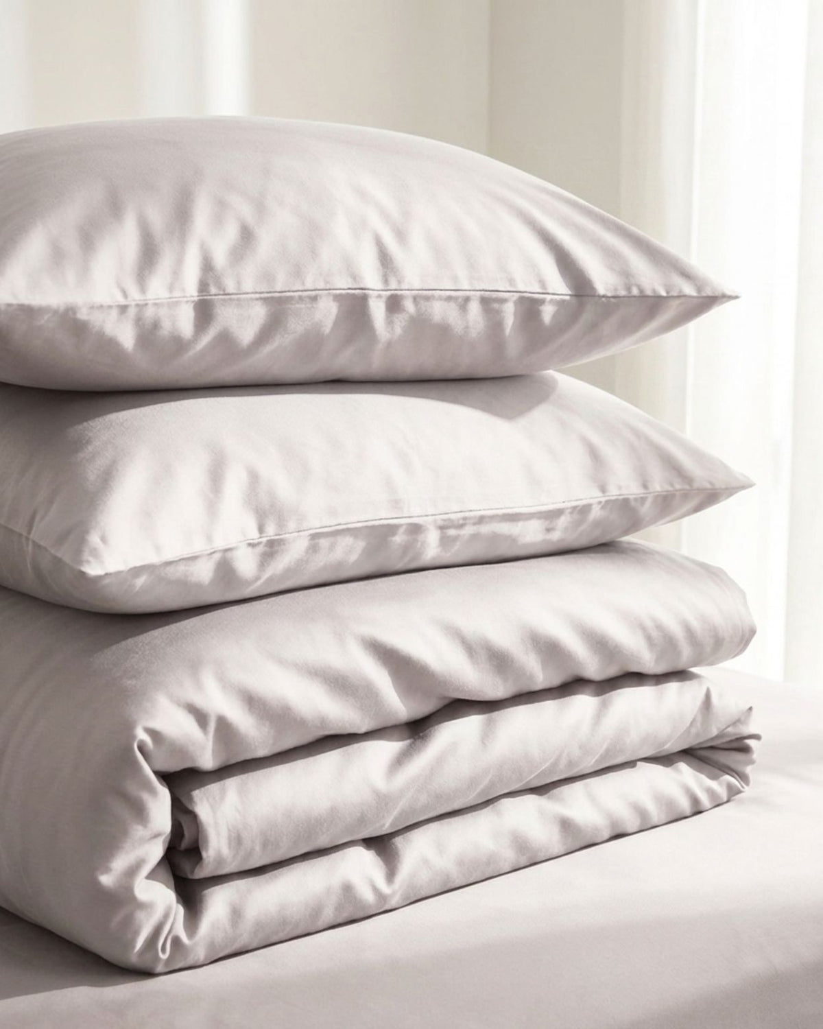 Double Duvet Cover Set 200x200 with 2 Pillowcases · Italian Cotton Sateen · Cenere chiara