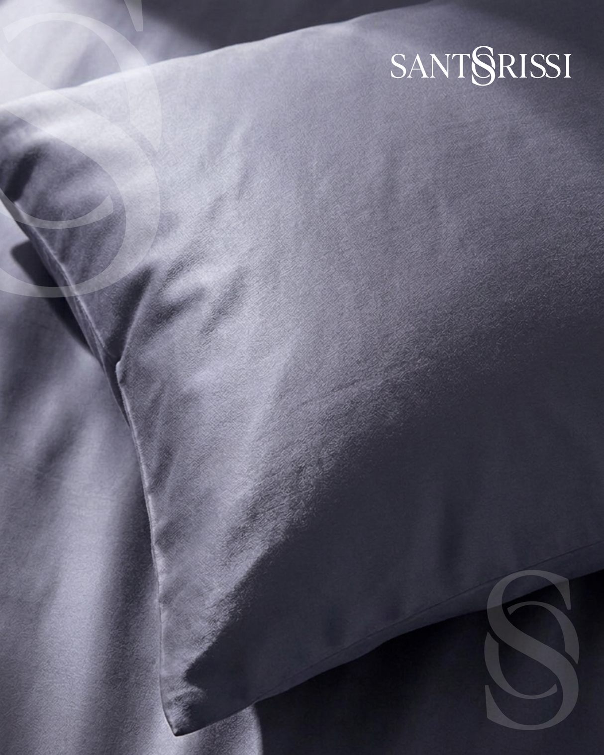 Slate grey Italian cotton sateen bedding – Pietra e Cenere Collection (Ardesia)