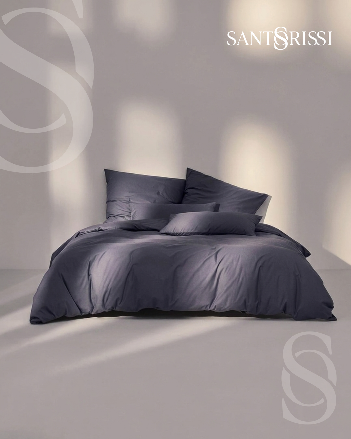 Slate grey Italian cotton sateen bedding – Pietra e Cenere Collection (Ardesia)