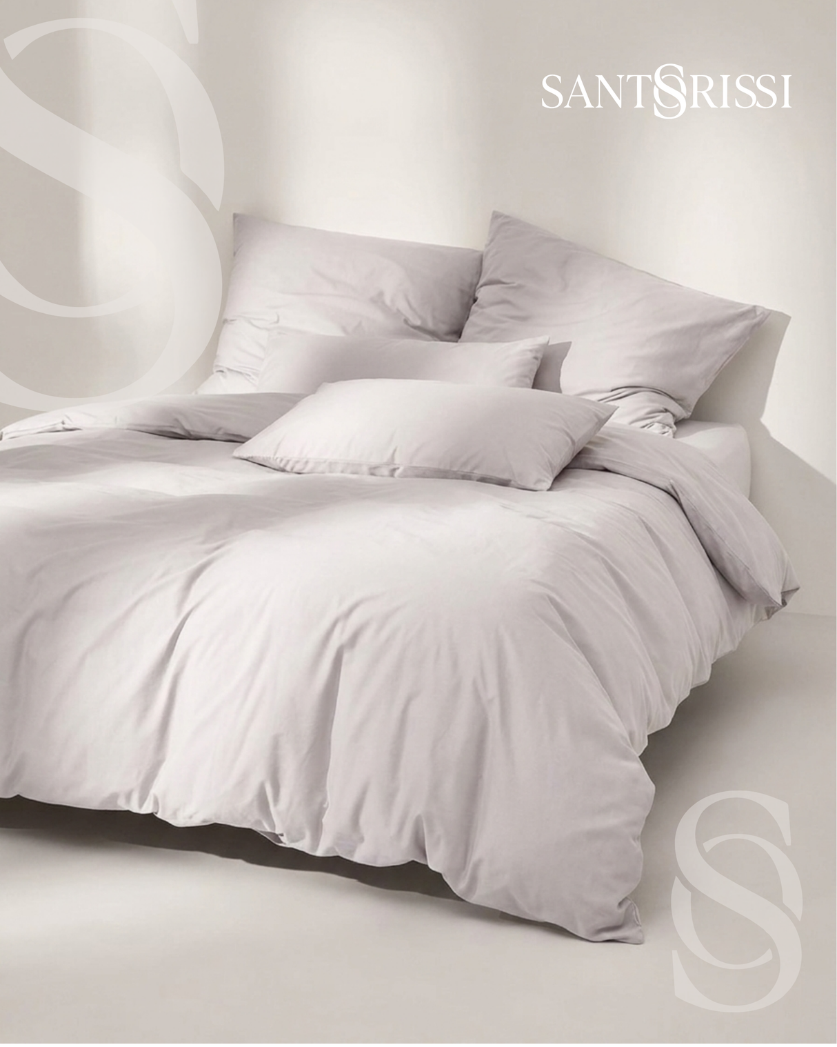 Light grey Italian cotton sateen bedding – Pietra e Cenere Collection (Cenere chiara)