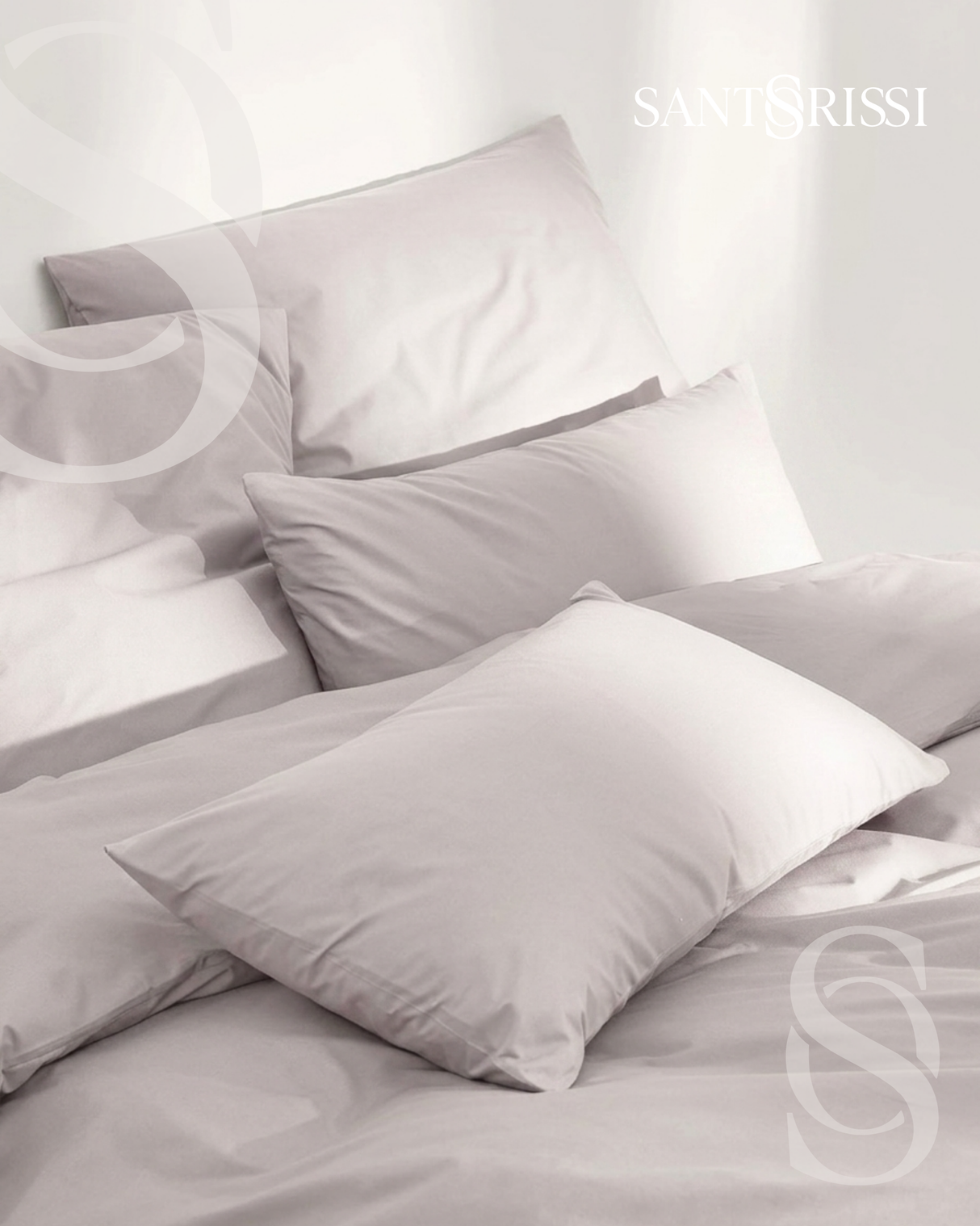 Light grey Italian cotton sateen bedding – Pietra e Cenere Collection (Cenere chiara)