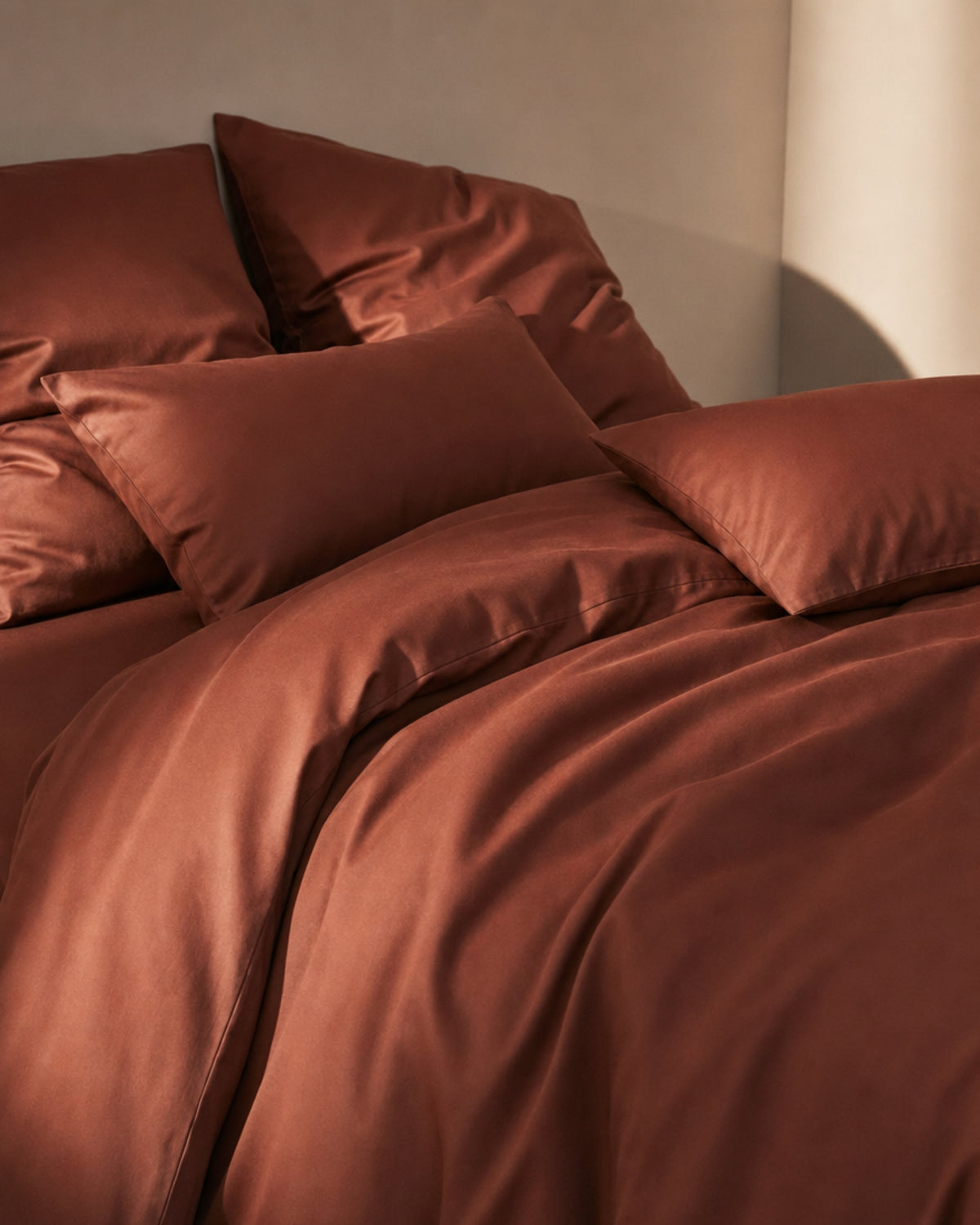 King Duvet Cover Set 240x220 with 2 Pillowcases · Italian Cotton Sateen · Argilla scura