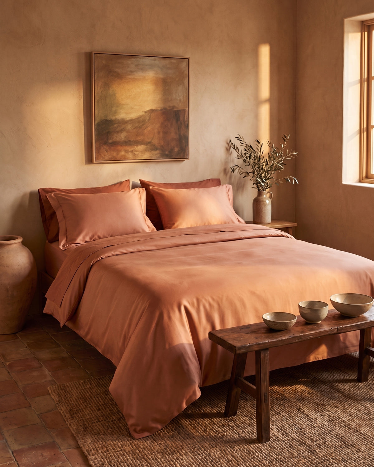 Italian Cotton Sateen Duvet Cover – Terra Bruciata Collection · Muro al tramonto