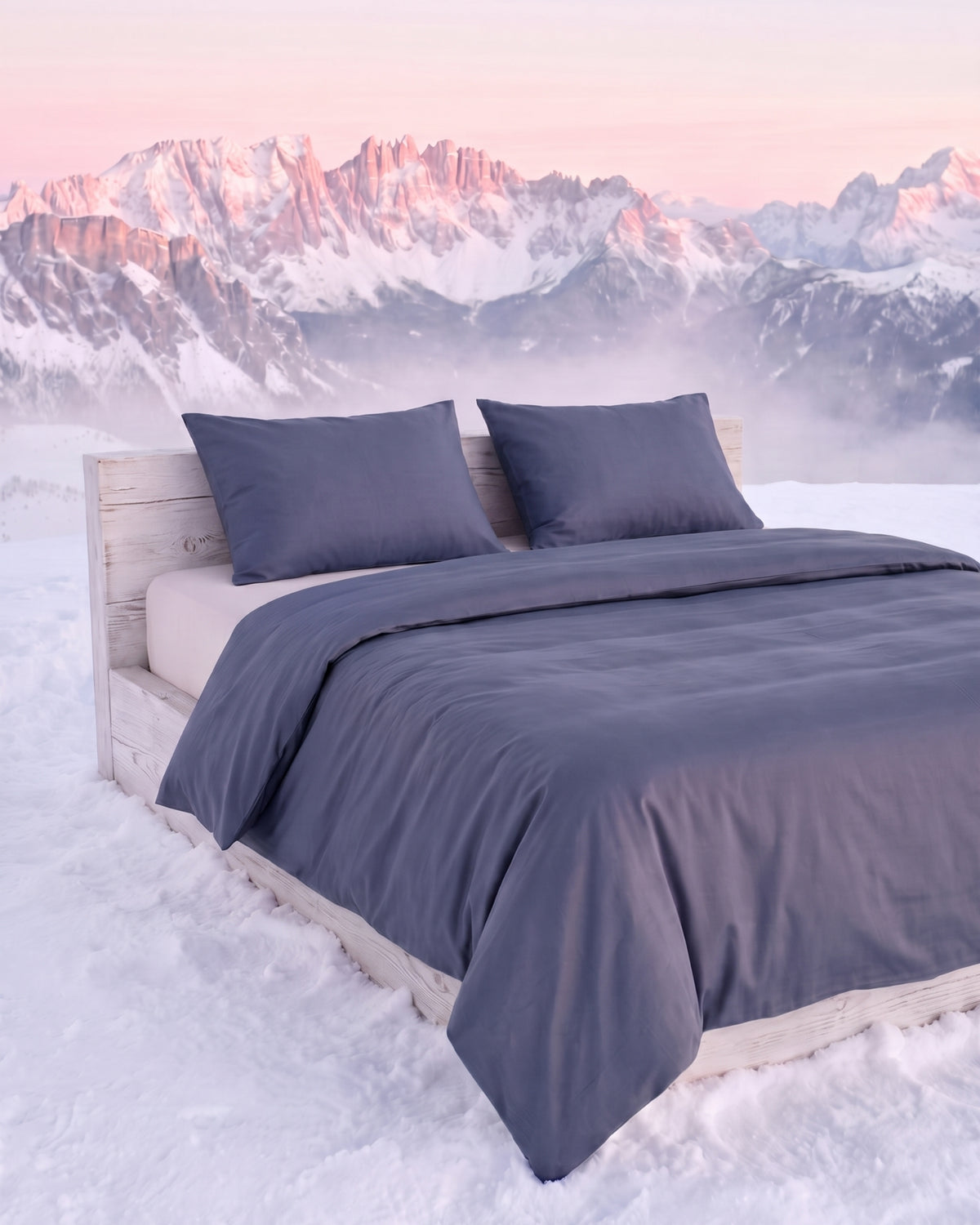 Double Duvet Cover Set 200x200 with 2 Pillowcases · Italian Cotton Sateen · Ardesia