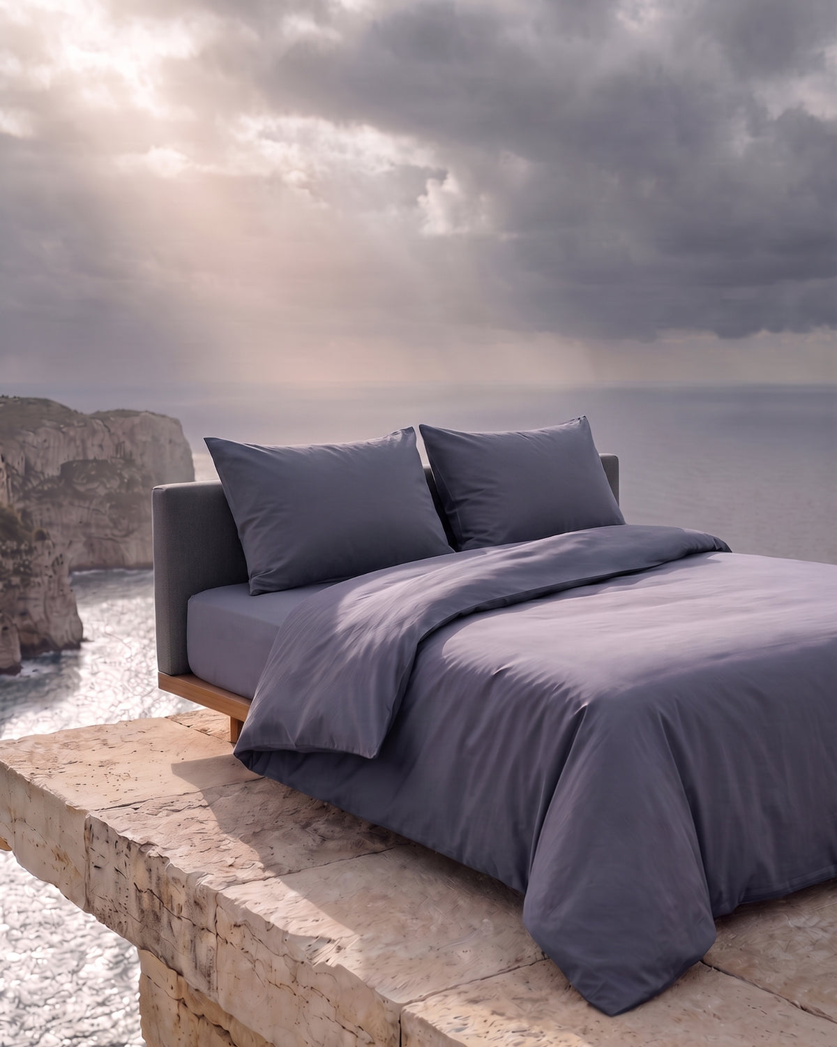 King Duvet Cover Set 240x220 with 2 Pillowcases · Italian Cotton Sateen · Ardesia