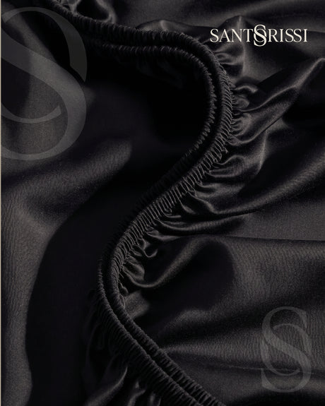 Black Italian MicroModal satin bedding – MONET Collection (Nero)