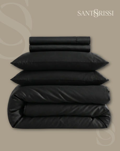 Black Italian MicroModal satin bedding – MONET Collection (Nero)