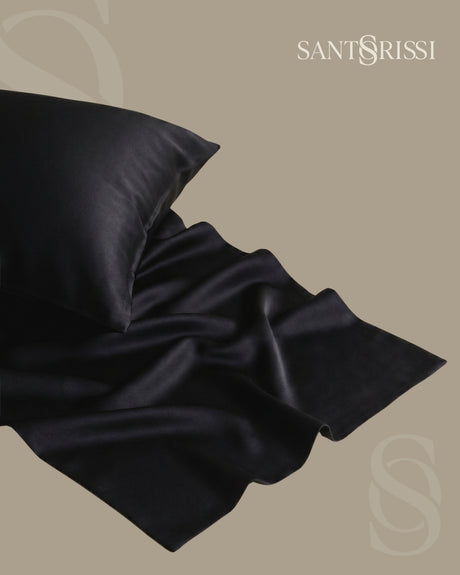 Black Italian MicroModal satin bedding – MONET Collection (Nero)