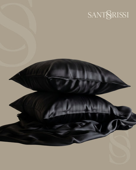 Black Italian MicroModal satin bedding – MONET Collection (Nero)