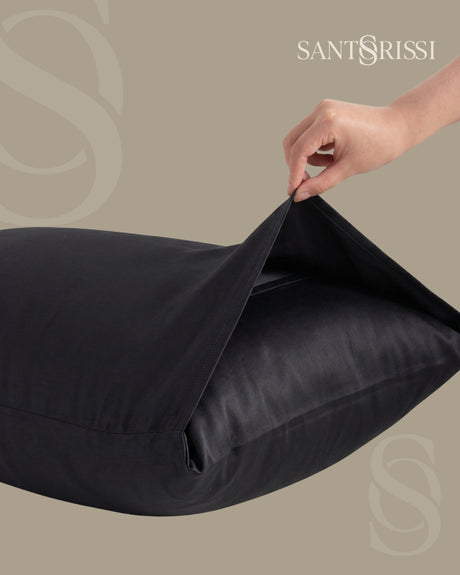 Black Italian MicroModal satin bedding – MONET Collection (Nero)