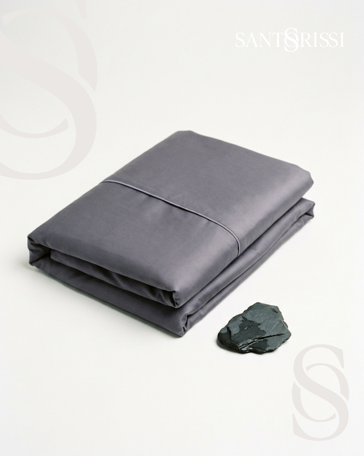 Slate grey Italian cotton sateen bedding – Pietra e Cenere Collection (Ardesia)