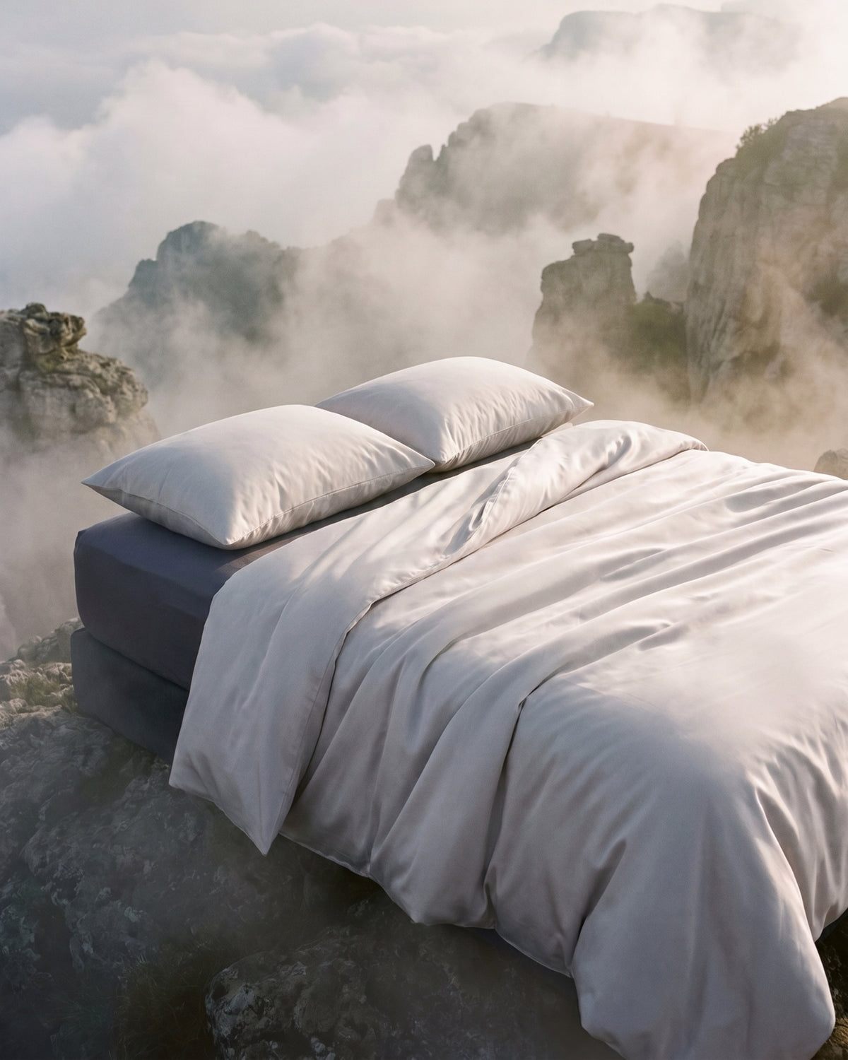 Double Duvet Cover Set 200x200 with 2 Pillowcases · Italian Cotton Sateen · Cenere chiara