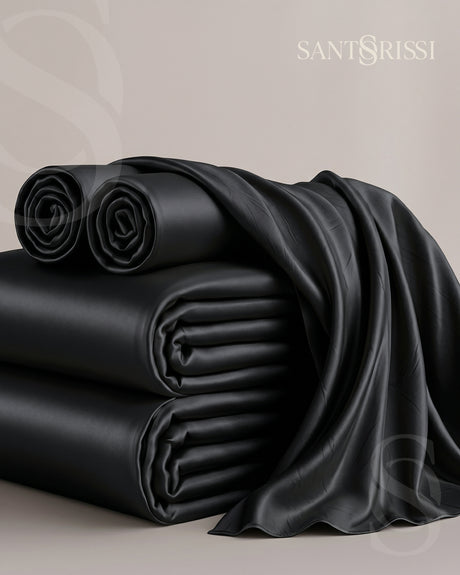 Black Italian MicroModal satin bedding – MONET Collection (Nero)