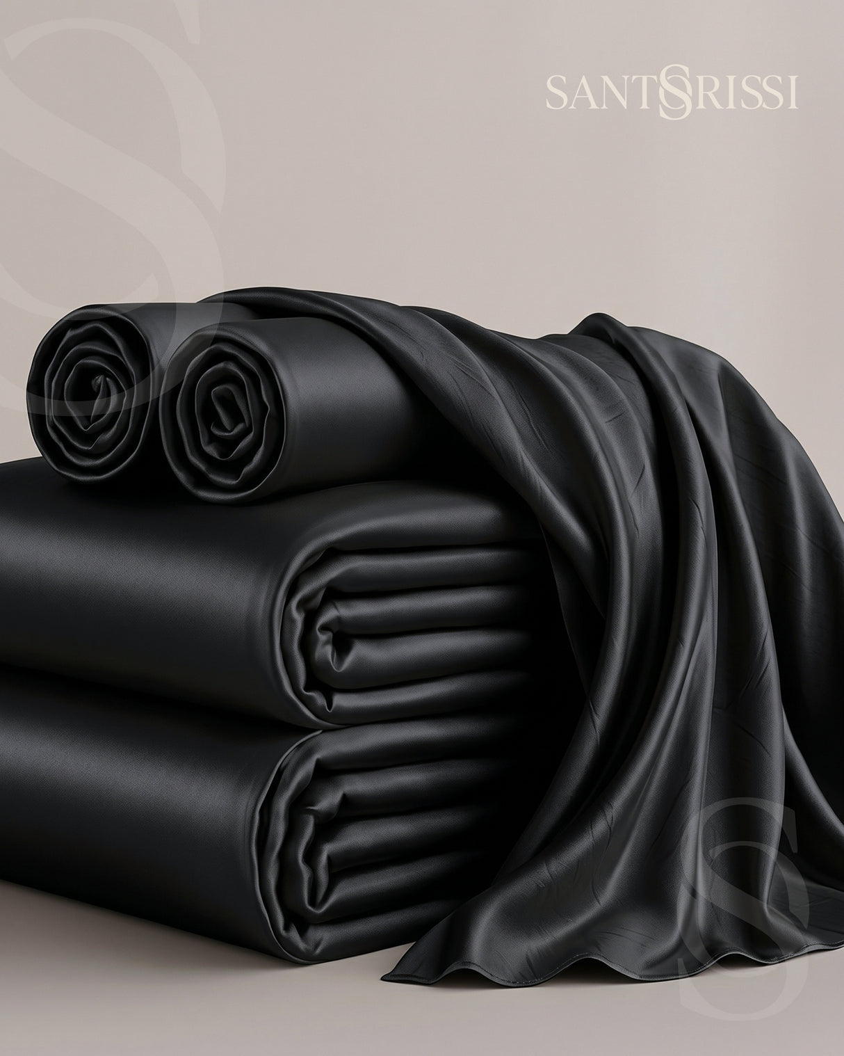 Black Italian MicroModal satin bedding – MONET Collection (Nero)