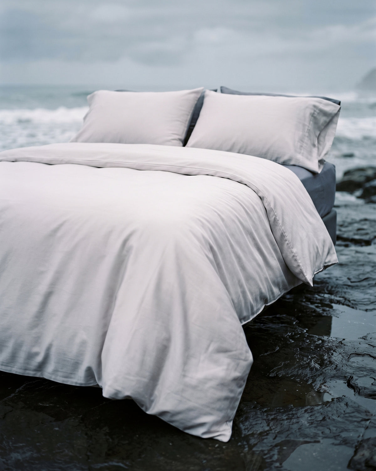 King Duvet Cover Set 240x220 with 2 Pillowcases · Italian Cotton Sateen · Cenere chiara