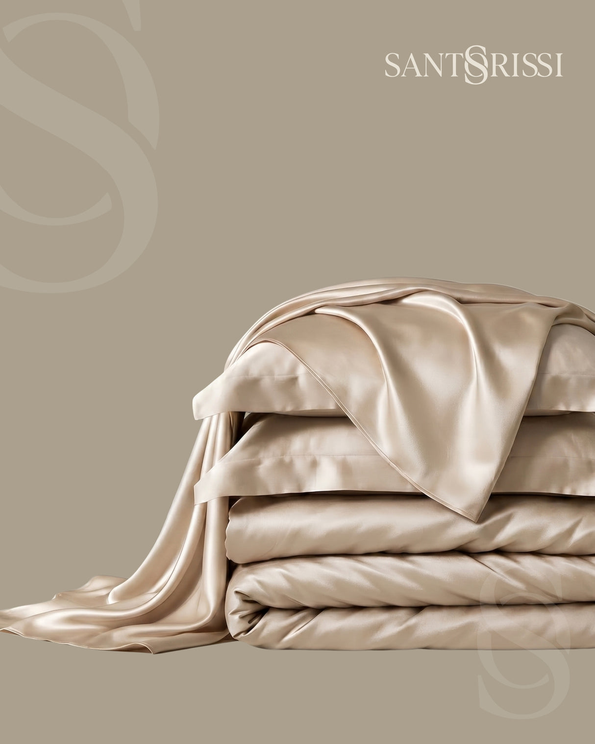 Champagne Italian MicroModal satin bedding – MONET Collection (Shine)