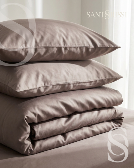 Taupe Italian cotton sateen bedding – Pietra e Cenere Collection (Pietra viva)