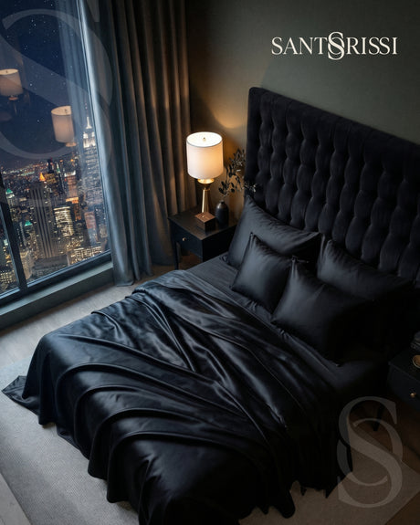 Black Italian MicroModal satin bedding – MONET Collection (Nero)