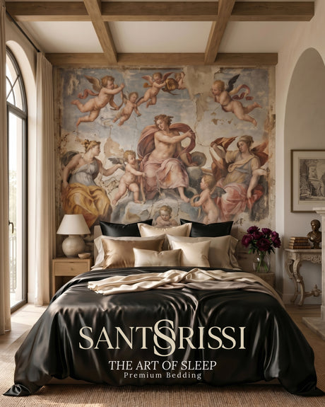 Black Italian MicroModal satin bedding – MONET Collection (Nero)