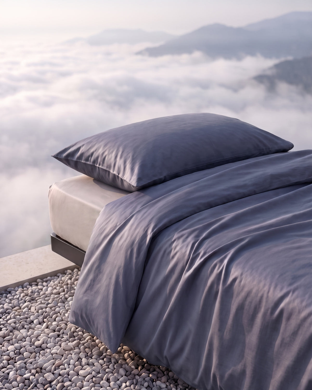 Single Duvet Cover Set 140x200 with Pillowcase · Italian Cotton Sateen · Ardesia