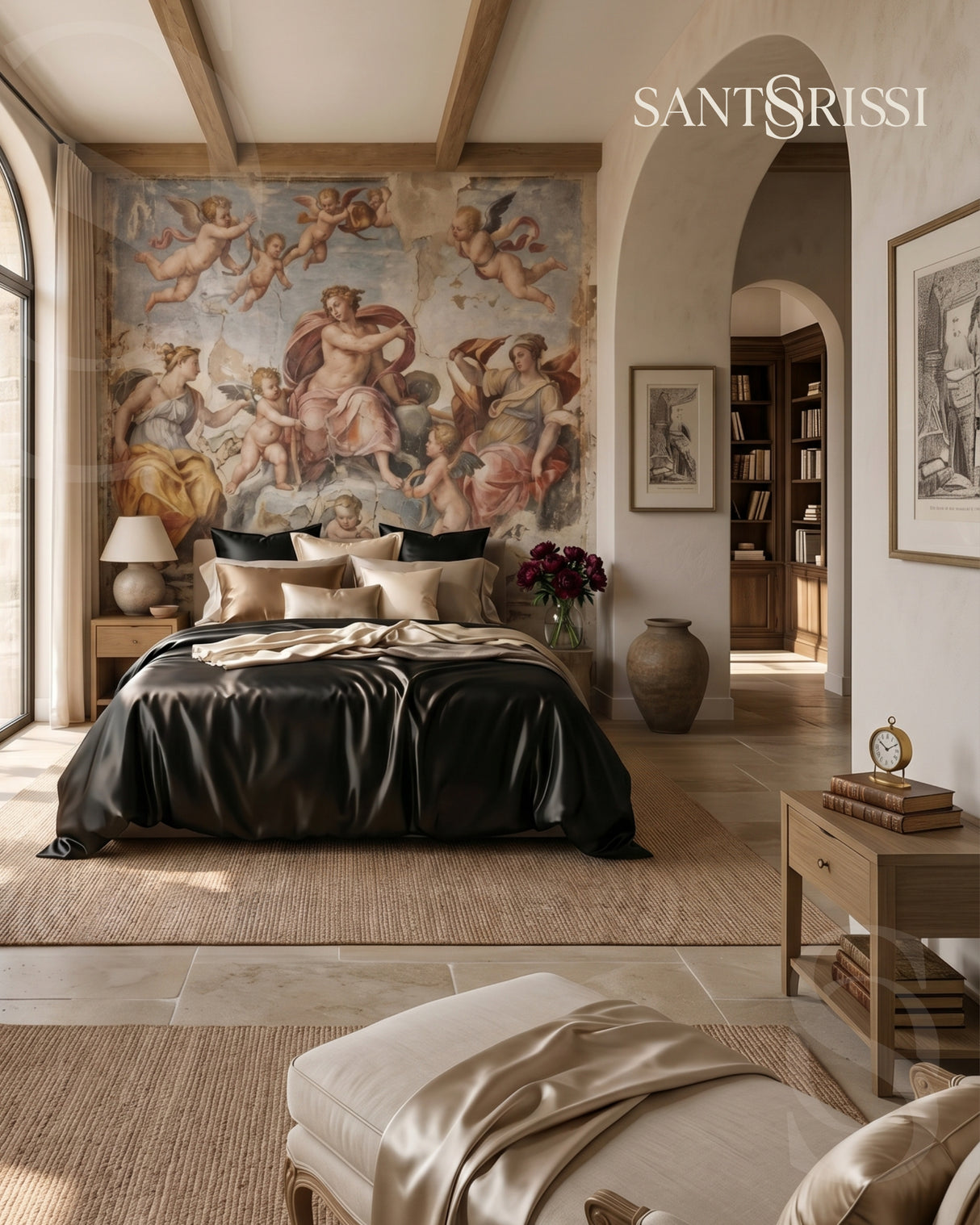 Black Italian MicroModal satin bedding – MONET Collection (Nero)
