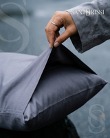 Slate grey Italian cotton sateen bedding – Pietra e Cenere Collection (Ardesia)