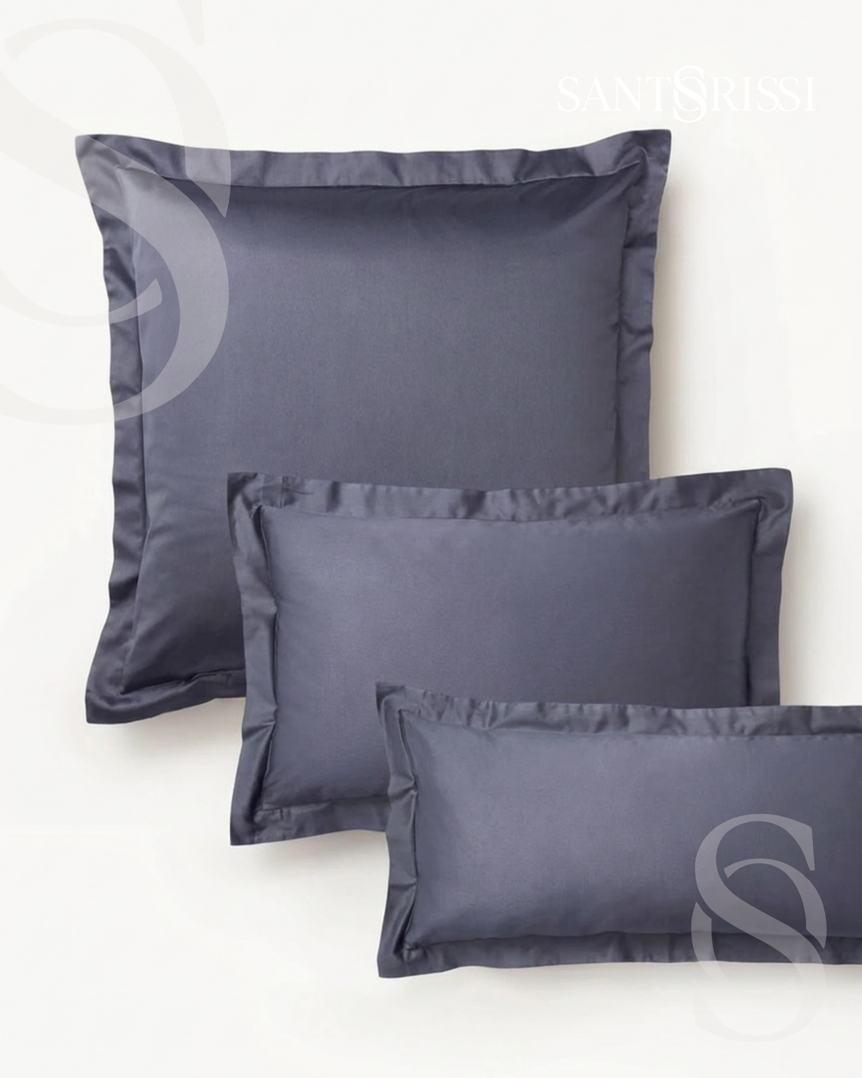 Slate grey Italian cotton sateen bedding – Pietra e Cenere Collection (Ardesia)