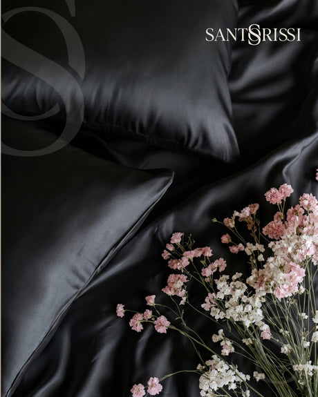 Black Italian MicroModal satin bedding – MONET Collection (Nero)