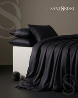 Black Italian MicroModal satin bedding – MONET Collection (Nero)