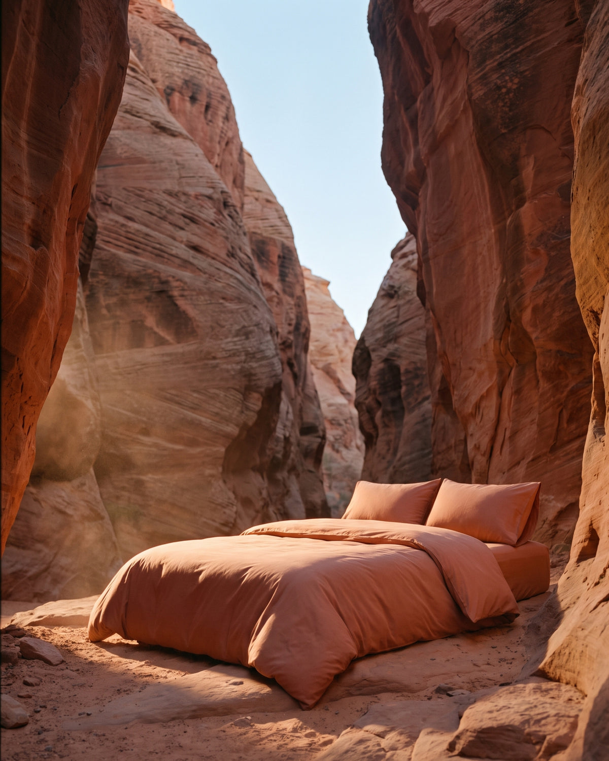 King Duvet Cover Set 240x220 with 2 Pillowcases · Italian Cotton Sateen · Muro al tramonto