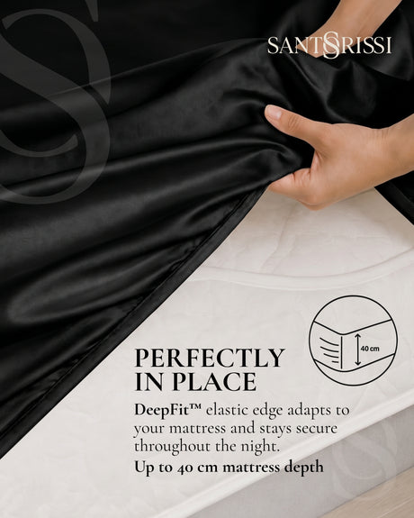Black Italian MicroModal satin bedding – MONET Collection (Nero)