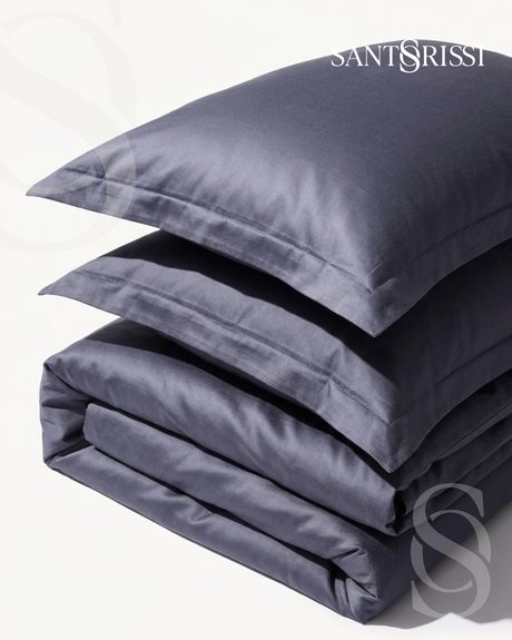 Slate grey Italian cotton sateen bedding – Pietra e Cenere Collection (Ardesia)