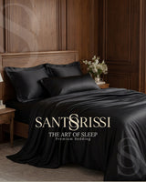 Black Italian MicroModal satin bedding – MONET Collection (Nero)