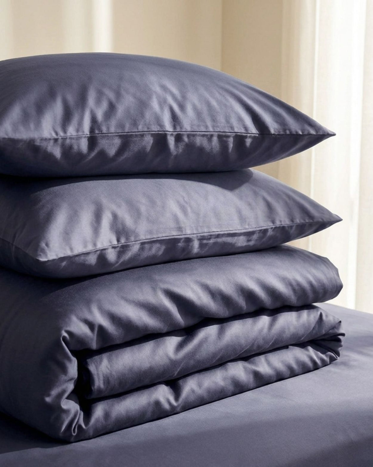 Double Duvet Cover Set 200x200 with 2 Pillowcases · Italian Cotton Sateen · Ardesia