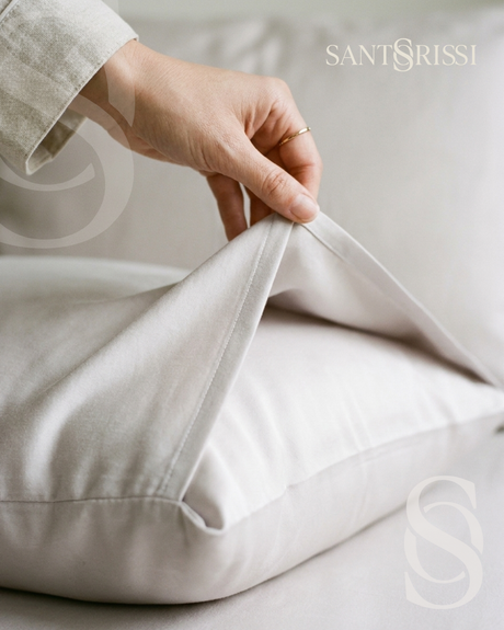 Light grey Italian cotton sateen bedding – Pietra e Cenere Collection (Cenere chiara)