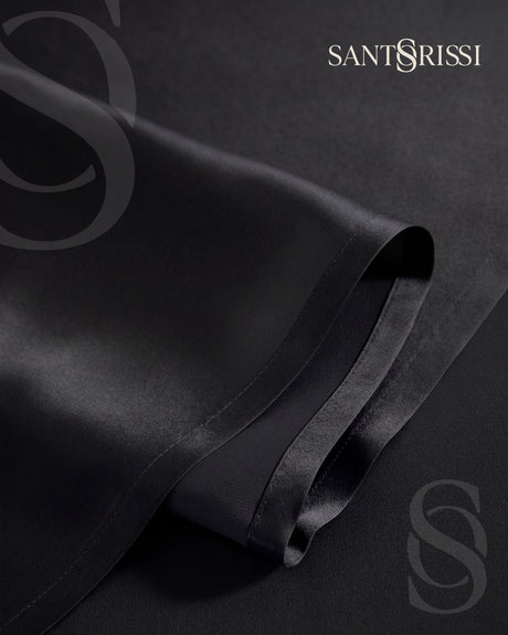 Black Italian MicroModal satin bedding – MONET Collection (Nero)