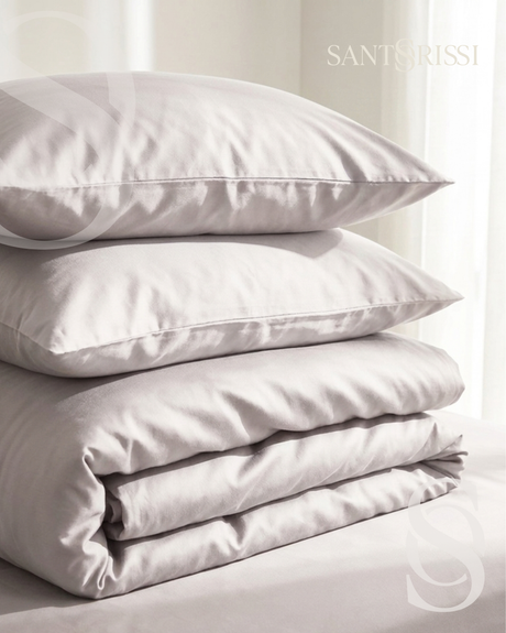 Light grey Italian cotton sateen bedding – Pietra e Cenere Collection (Cenere chiara)