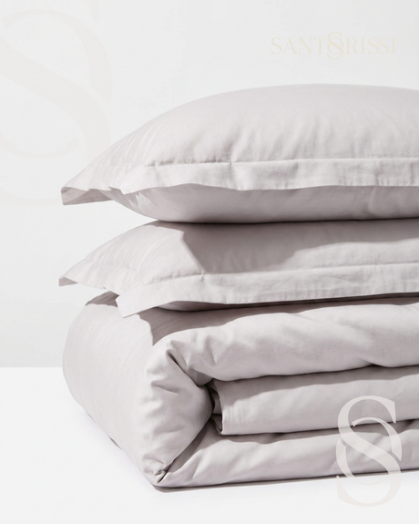 Light grey Italian cotton sateen bedding – Pietra e Cenere Collection (Cenere chiara)