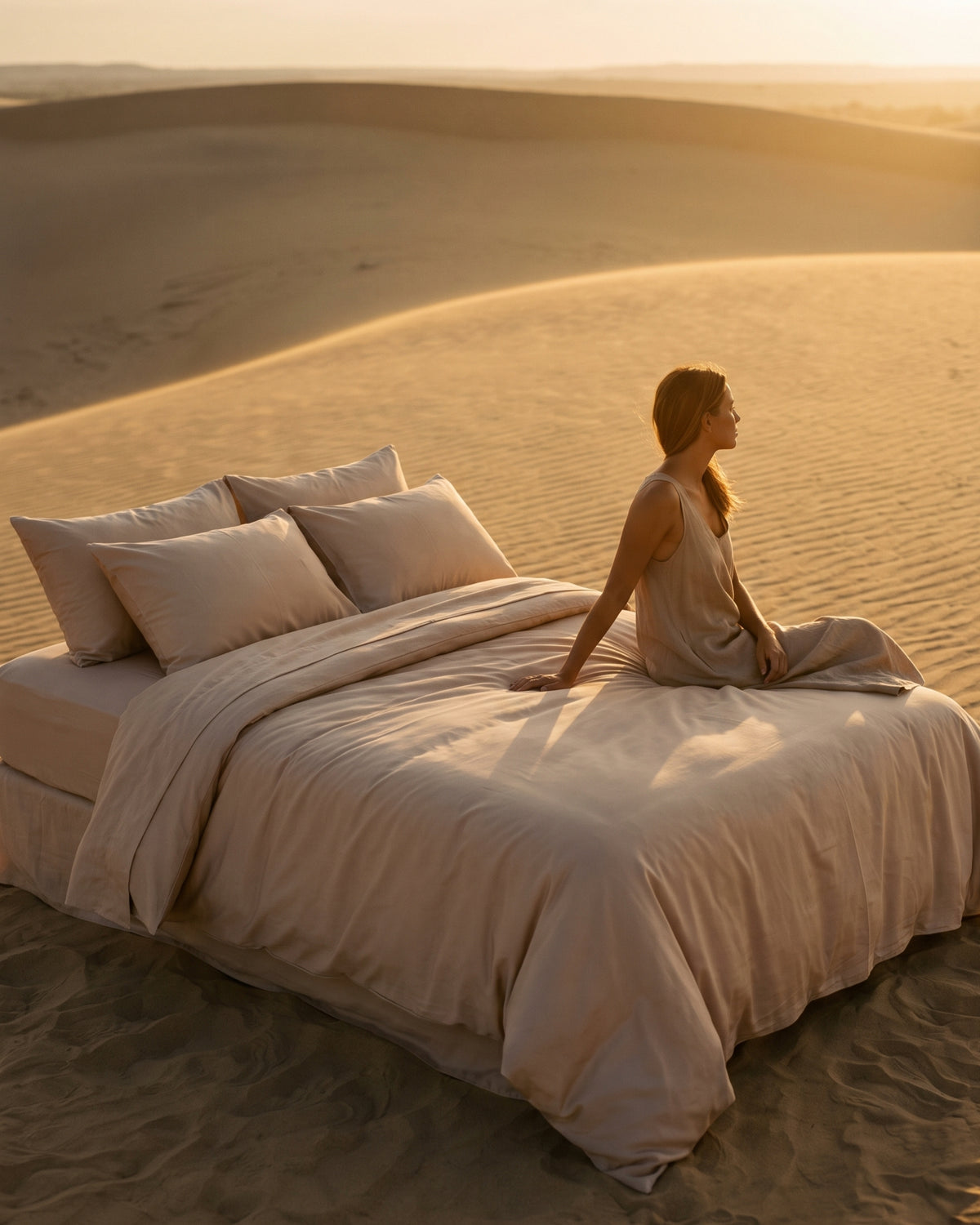 Double Duvet Cover Set 200x200 with 2 Pillowcases · Italian Cotton Sateen · Sabbia secca