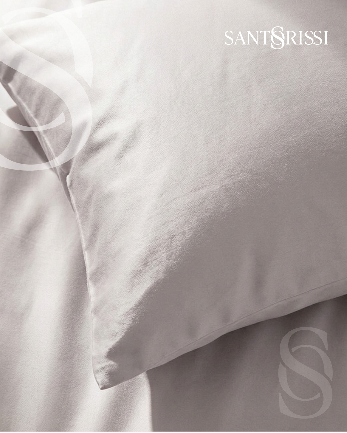 Light grey Italian cotton sateen bedding – Pietra e Cenere Collection (Cenere chiara)